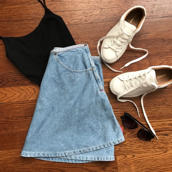 Vintage Dresses & Skirts - VINTAGE Esprit Denim Skirt • FINAL SALE