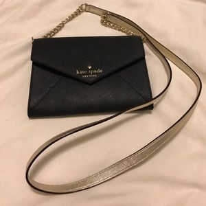 Kate spade black and gold shoulder bag