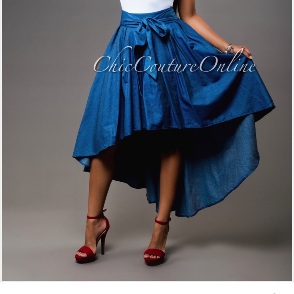 High low denim skirt