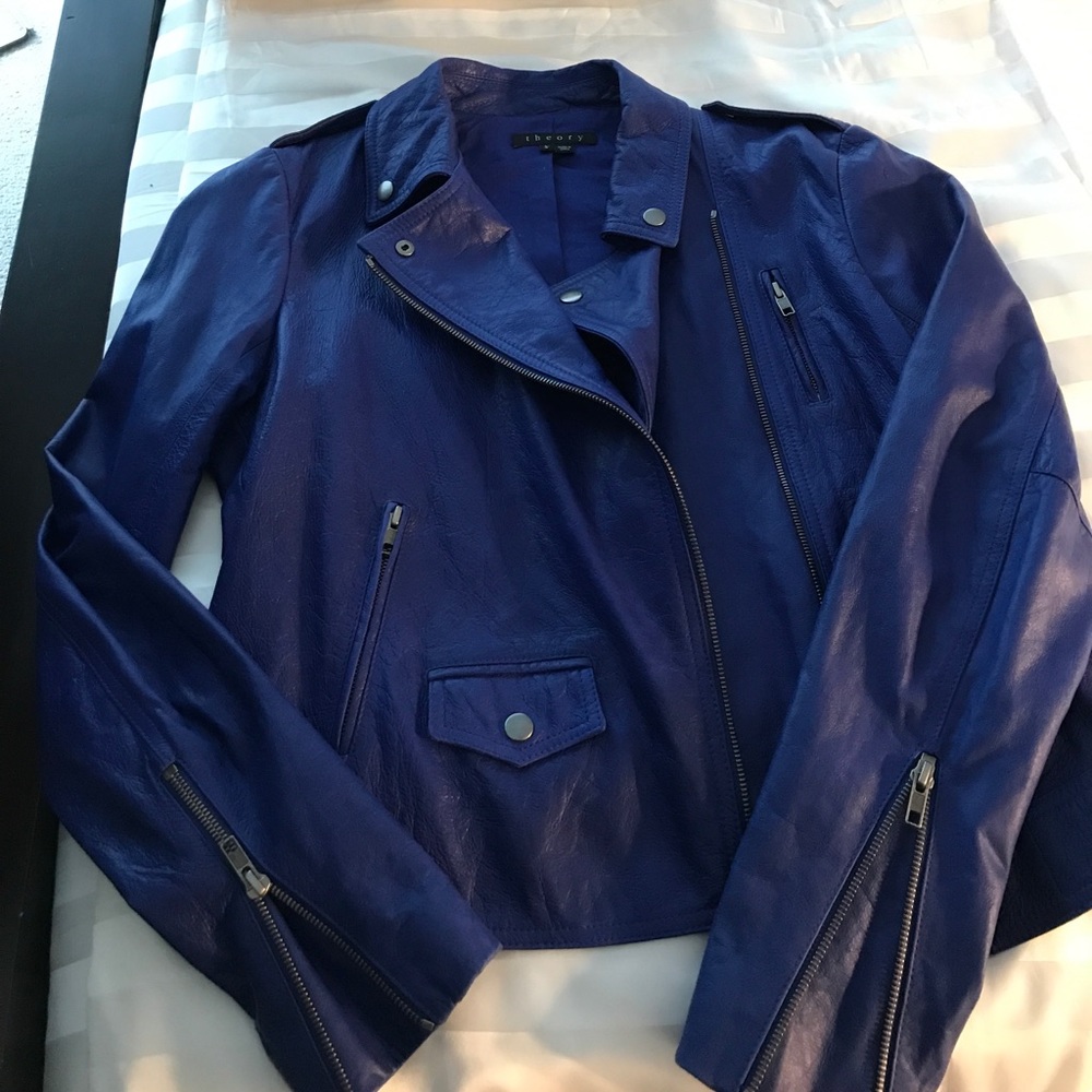 Theory cobalt blue moto jacket
