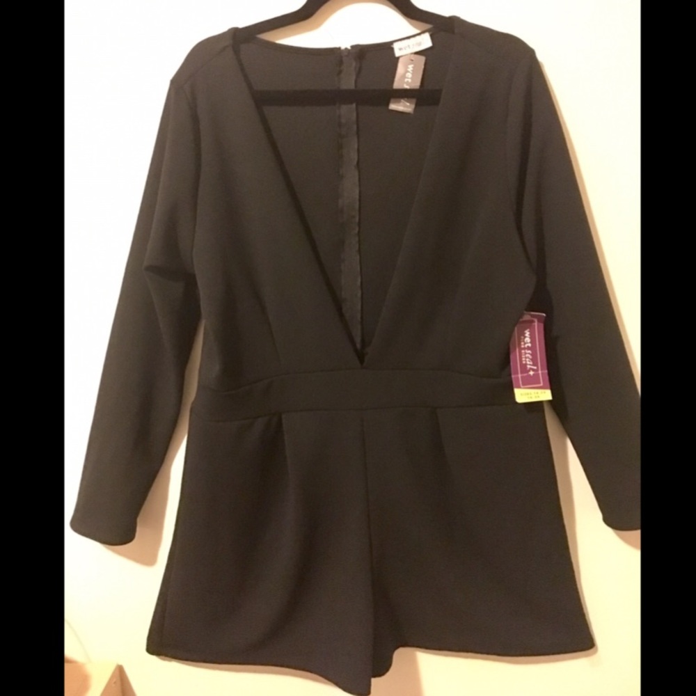 Wet Seal Deep V Cut Black Romper