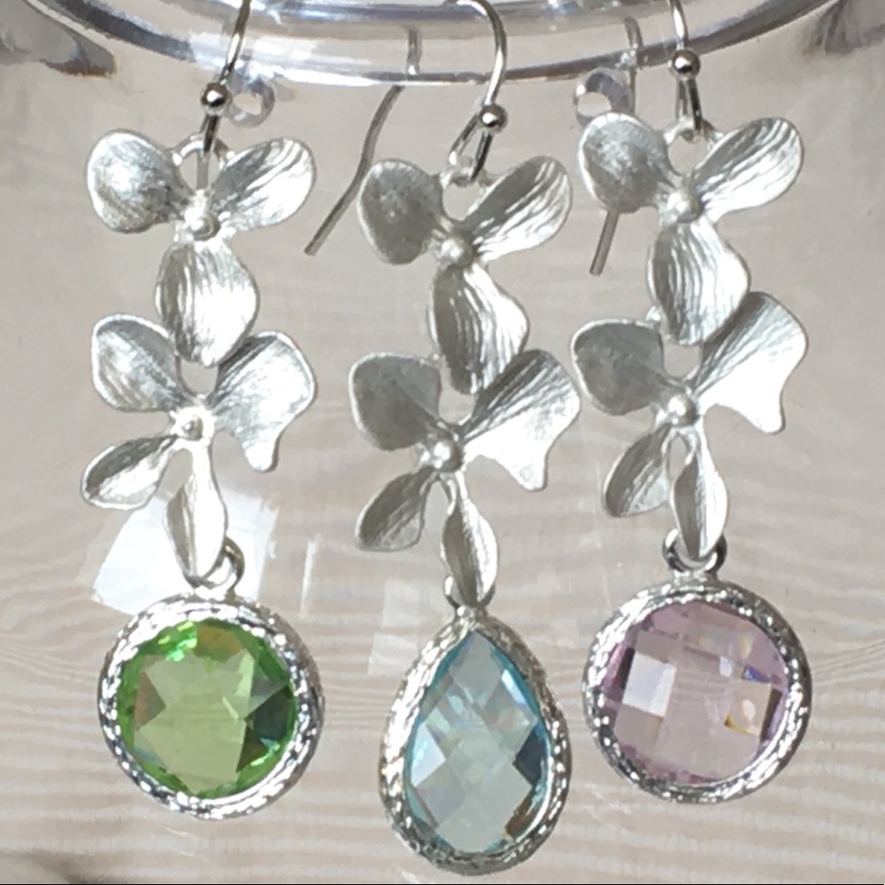 SPARKLing CZ crystal drop earrings LOTUS peace !