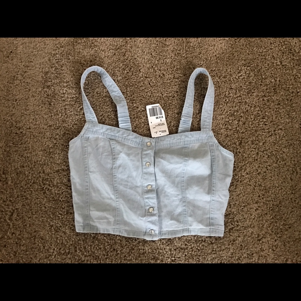 Forever 21 Denim Crop Top (button down)