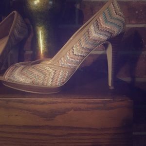 Multi-Colored (Pastels) Platform peep toe heels