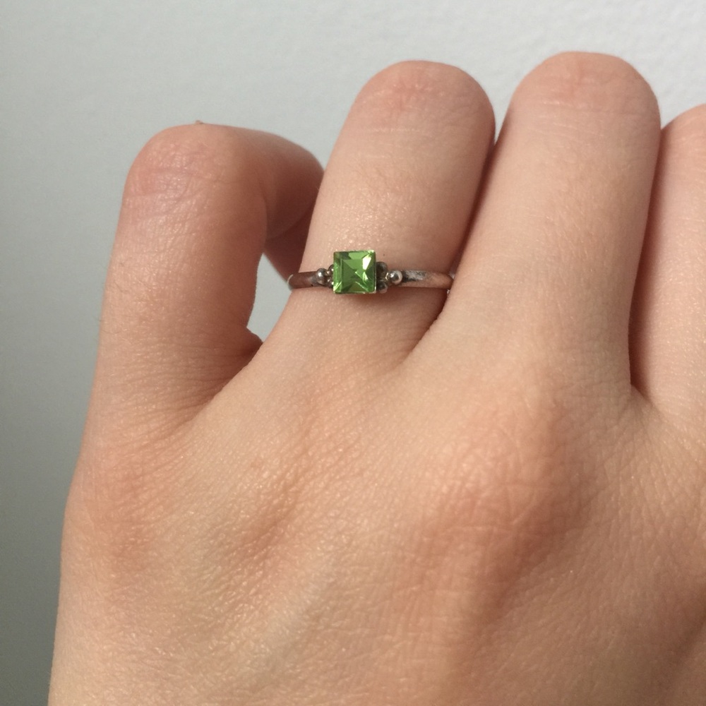 Sterling Silver Delicate Emerald Ring - image 1