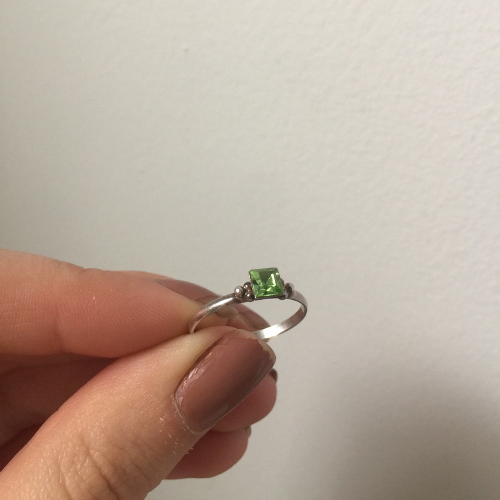 Sterling Silver Delicate Emerald Ring - image 2