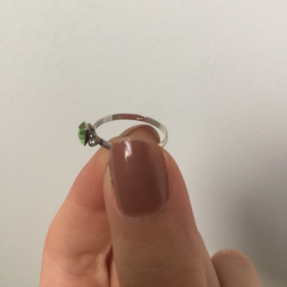 Sterling Silver Delicate Emerald Ring - image 3