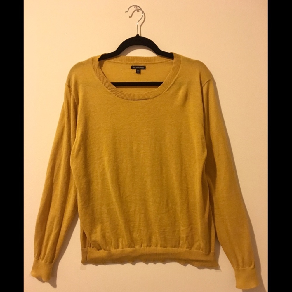 WHOWHATWEAR Mustard Scoop Neck Sweater