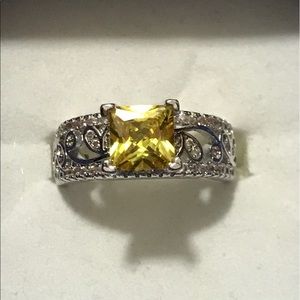 Yellow topaz silver ring