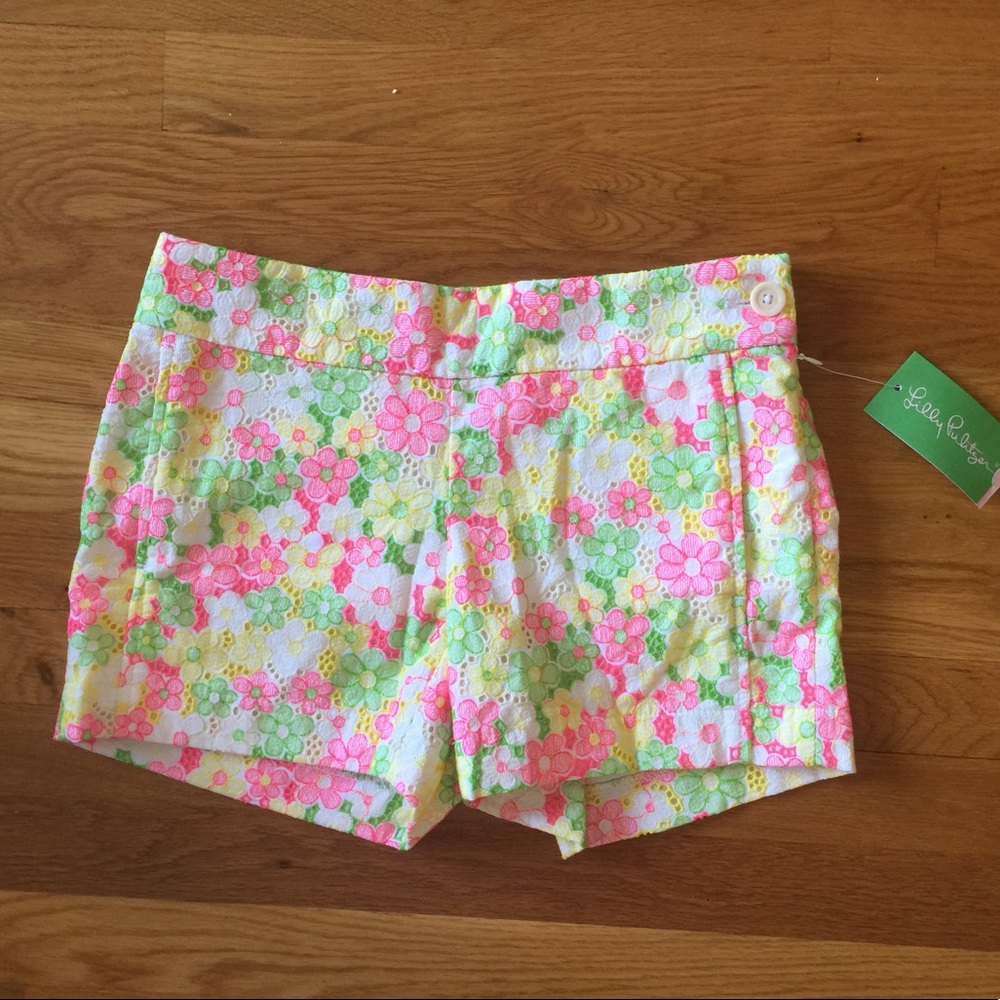 Lilly Pulitzer Shorts Floral Sunbonnet Lace