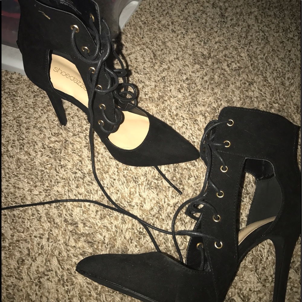 Black heels that tie up