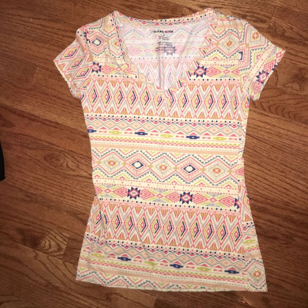 Aztec print short sleeve top