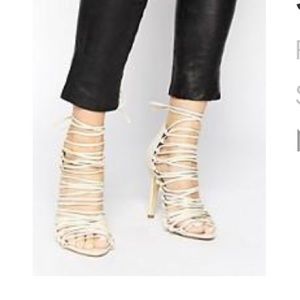 Asos strappy ankle cream high heels
