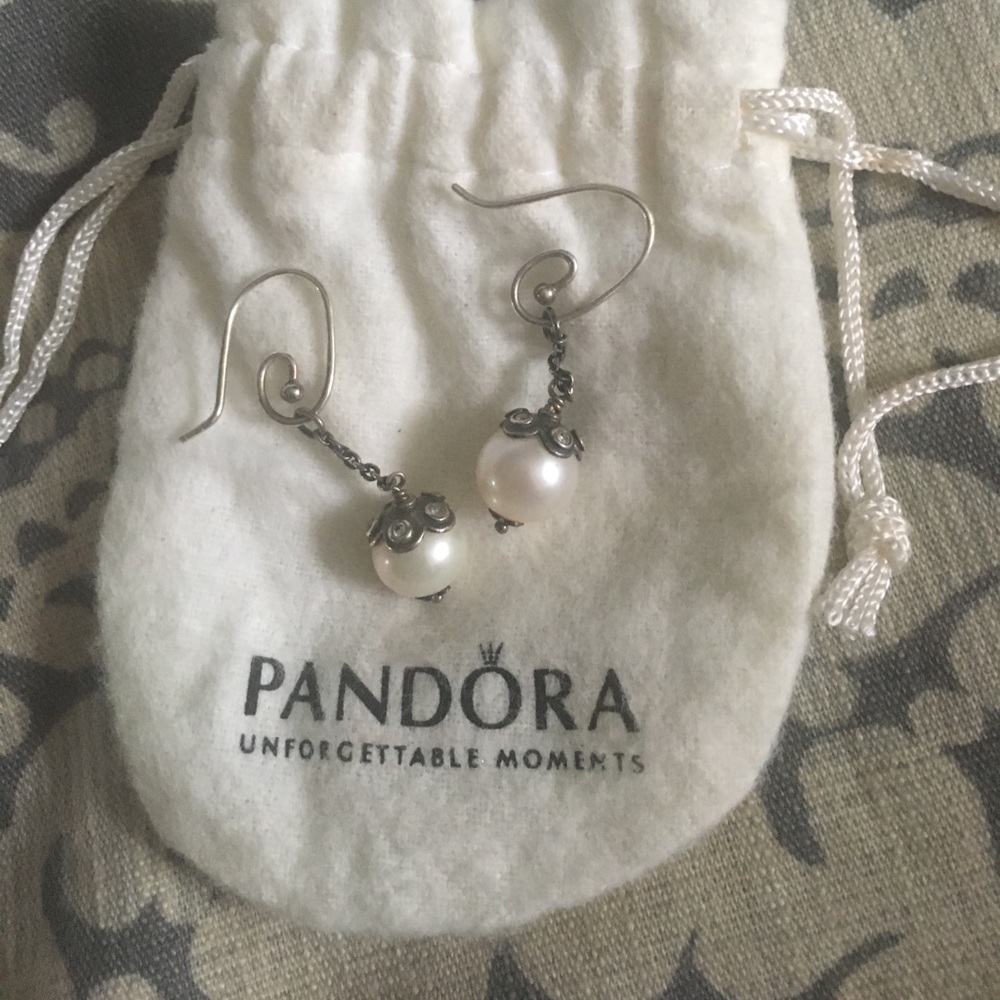 Pandora pearl drop earrings