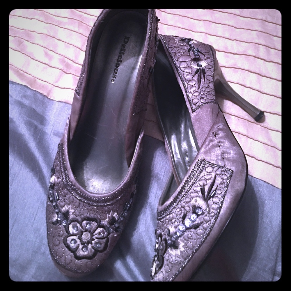 Silver and grey high heels