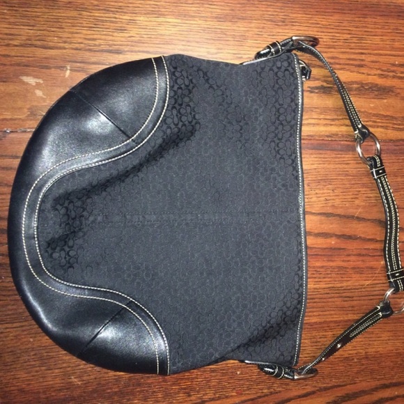 Coach 1461 Jacard & Leather HoBo Bag Authentic BLK - Picture 1 of 6