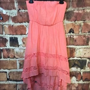 High low strapless sundress