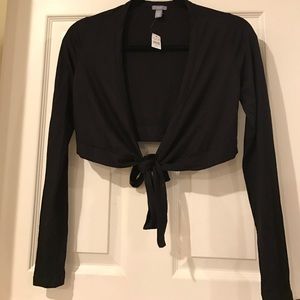 •NWT •cropped tie long sleeve •black