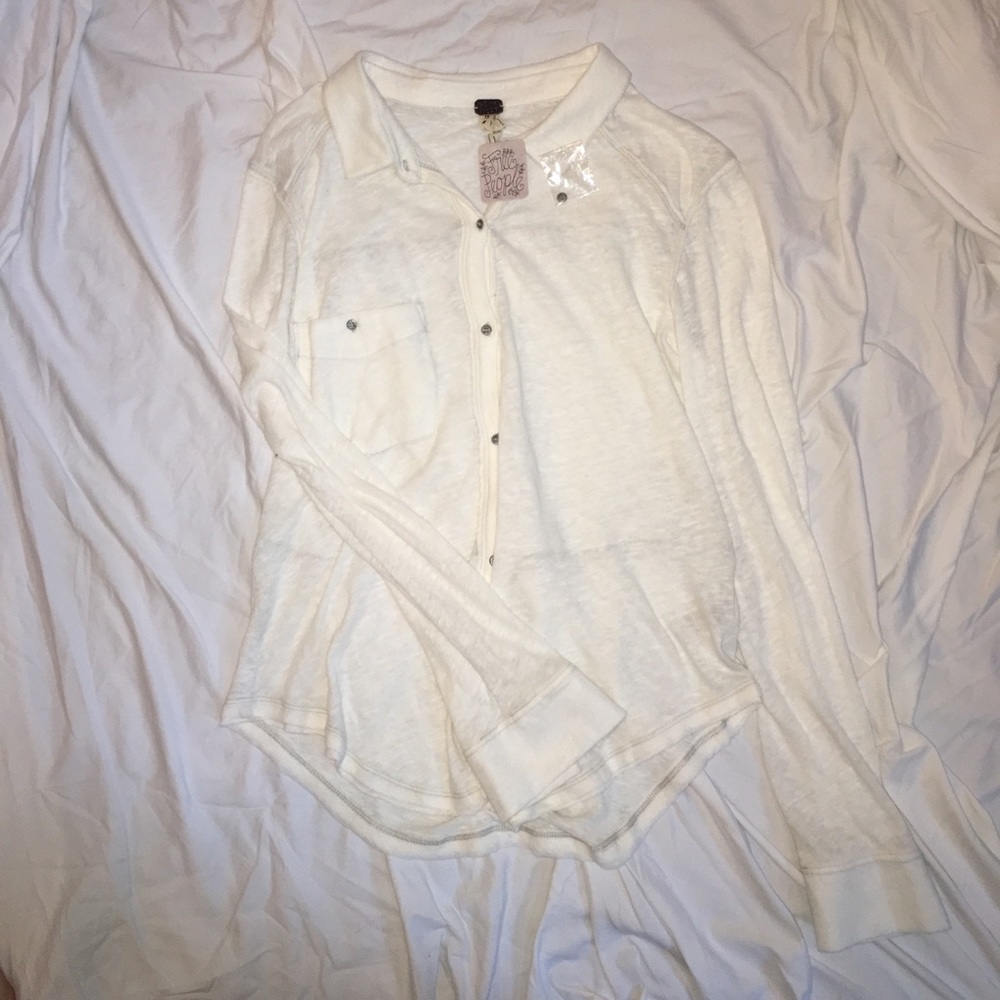 NWT! Free People cream button up shirt