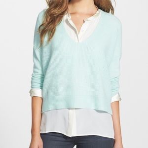 Halogen Waffle Stitch Cashmere V-neck Sweater