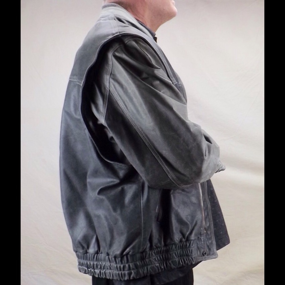 distressed leather bomber jacket vintage 70s cool - Picture 3 of 8