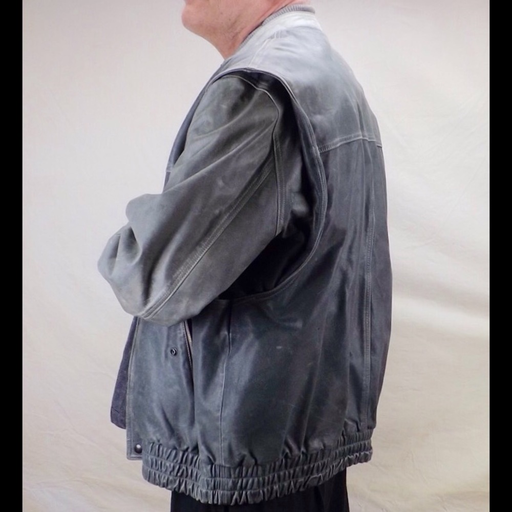 distressed leather bomber jacket vintage 70s cool - Picture 4 of 8