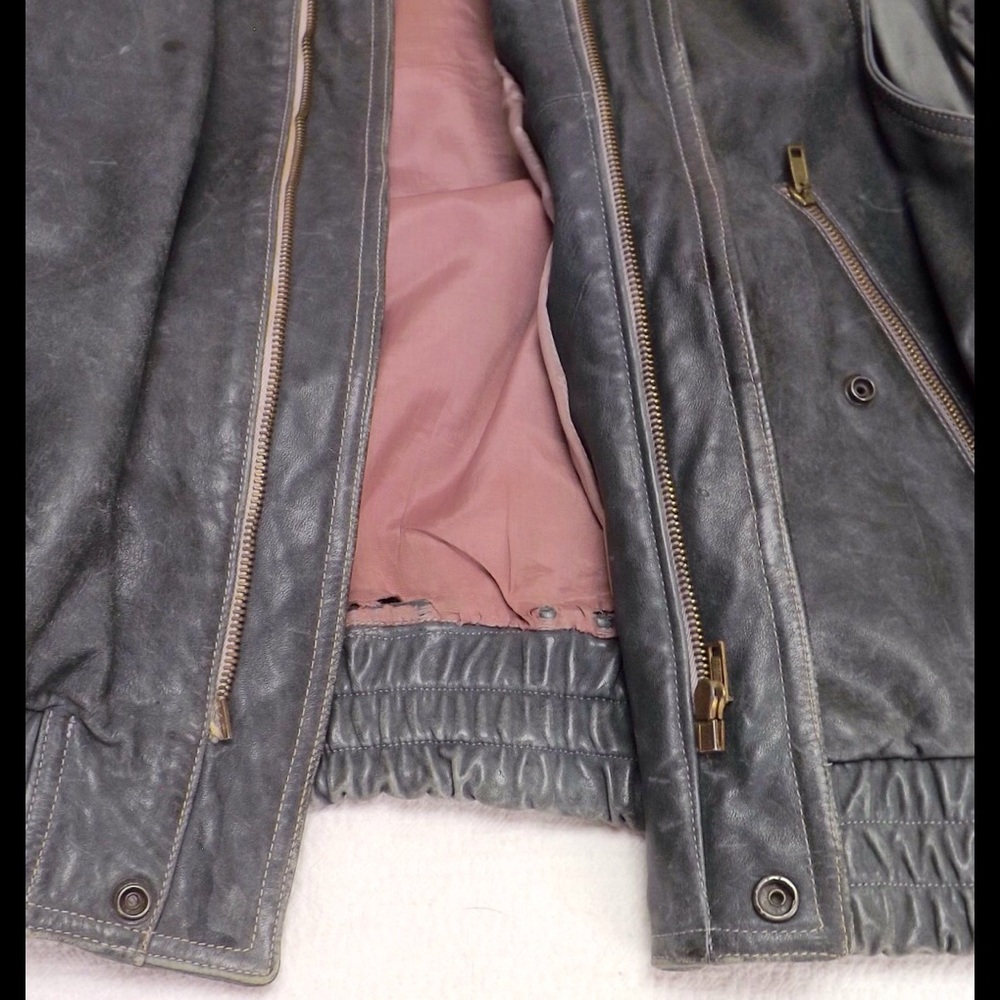 distressed leather bomber jacket vintage 70s cool - Picture 6 of 8