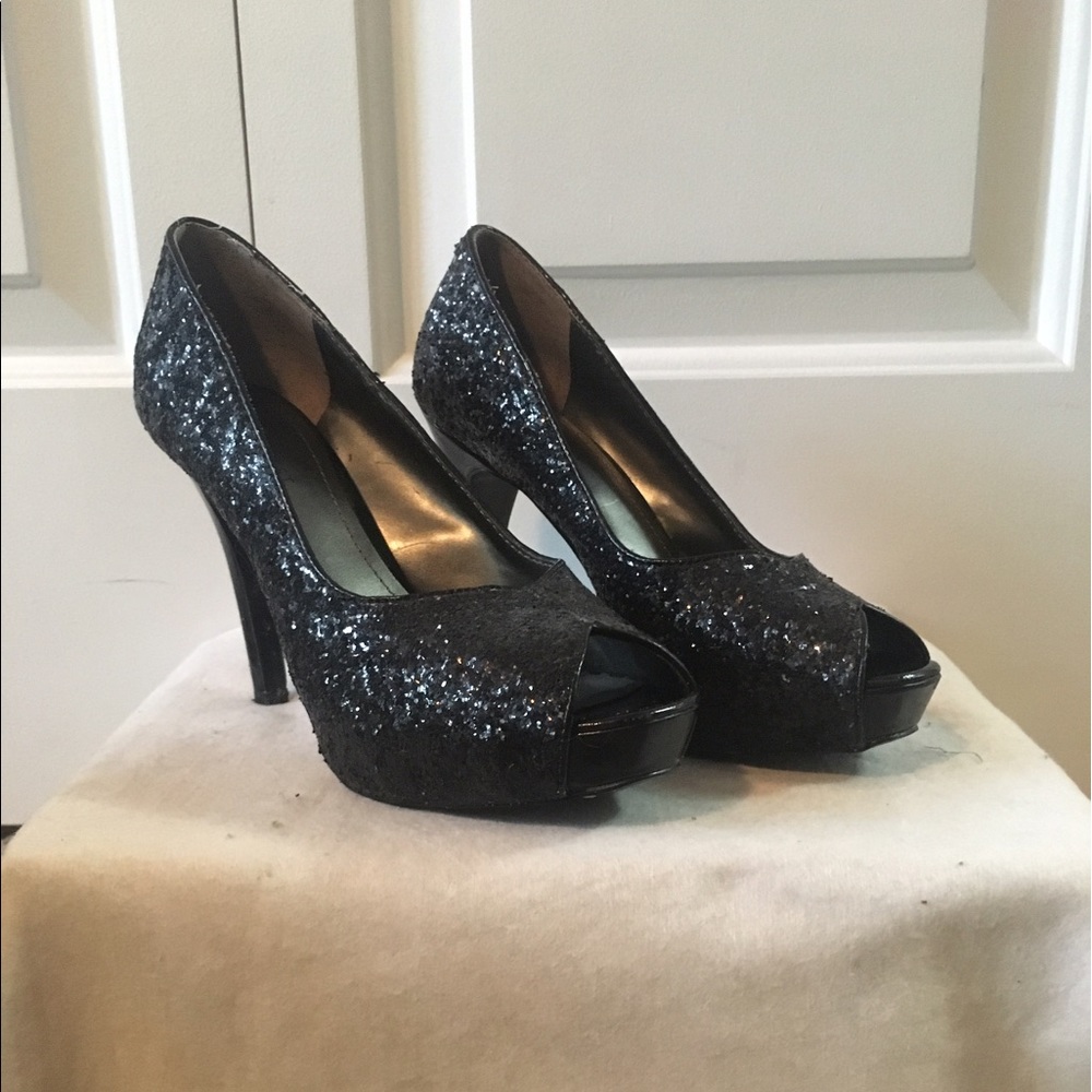 Sparkled Peep Toe Platform Pumps