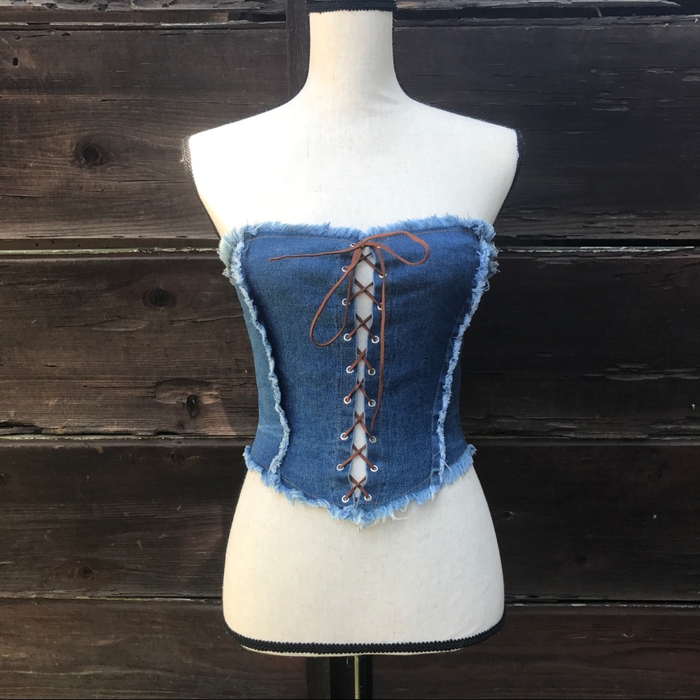 Lace Up Corset Denim Corset