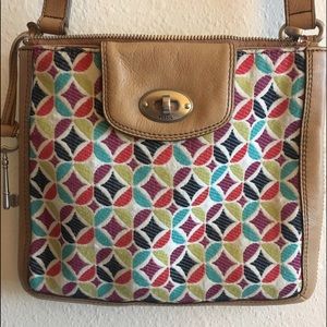 FOSSIL Multicolor Leather & Canvas Crossbody Bag