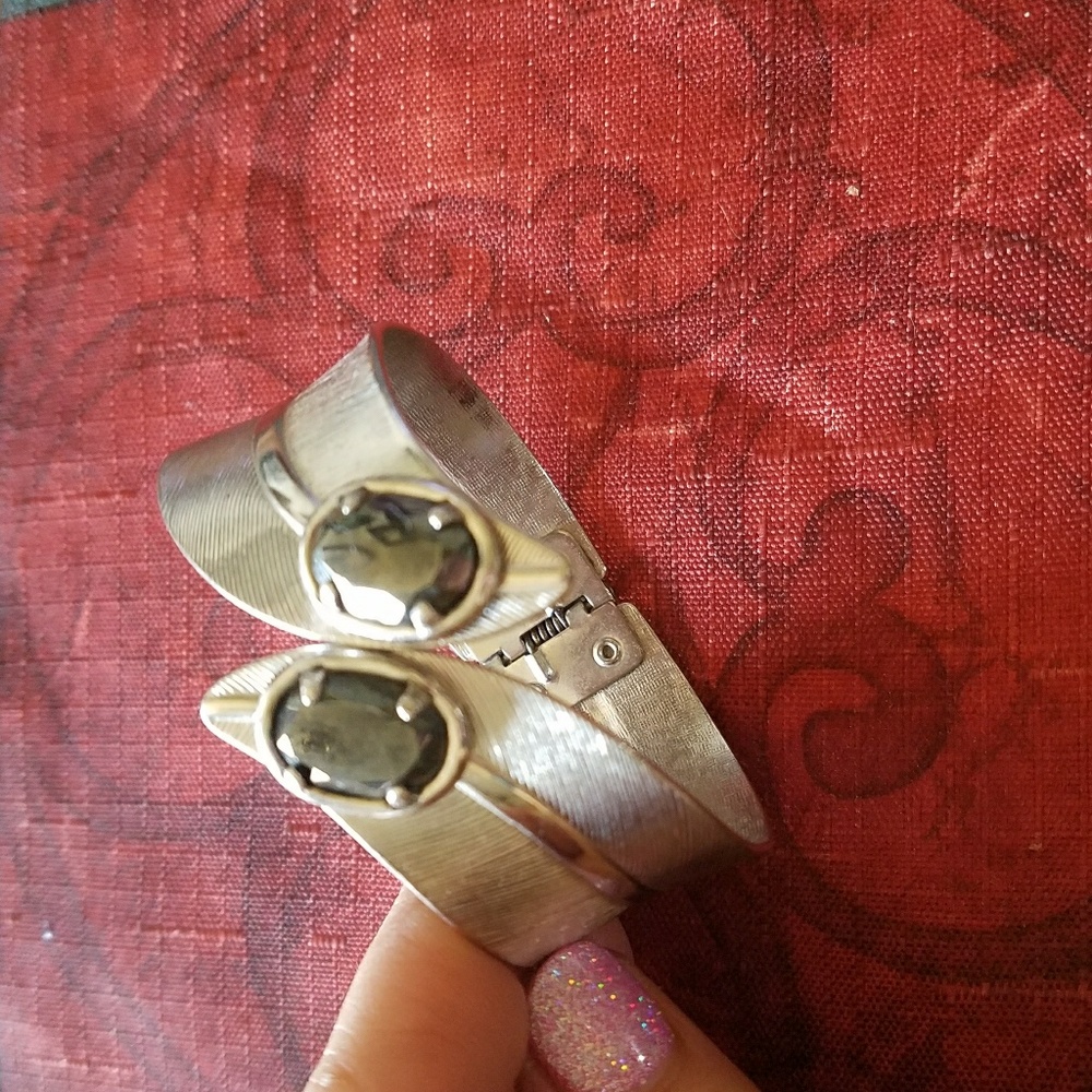 Sterling silver cuff bracelet with granite stones