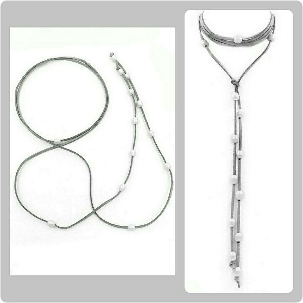 Pearl & Suede Choker Necklace