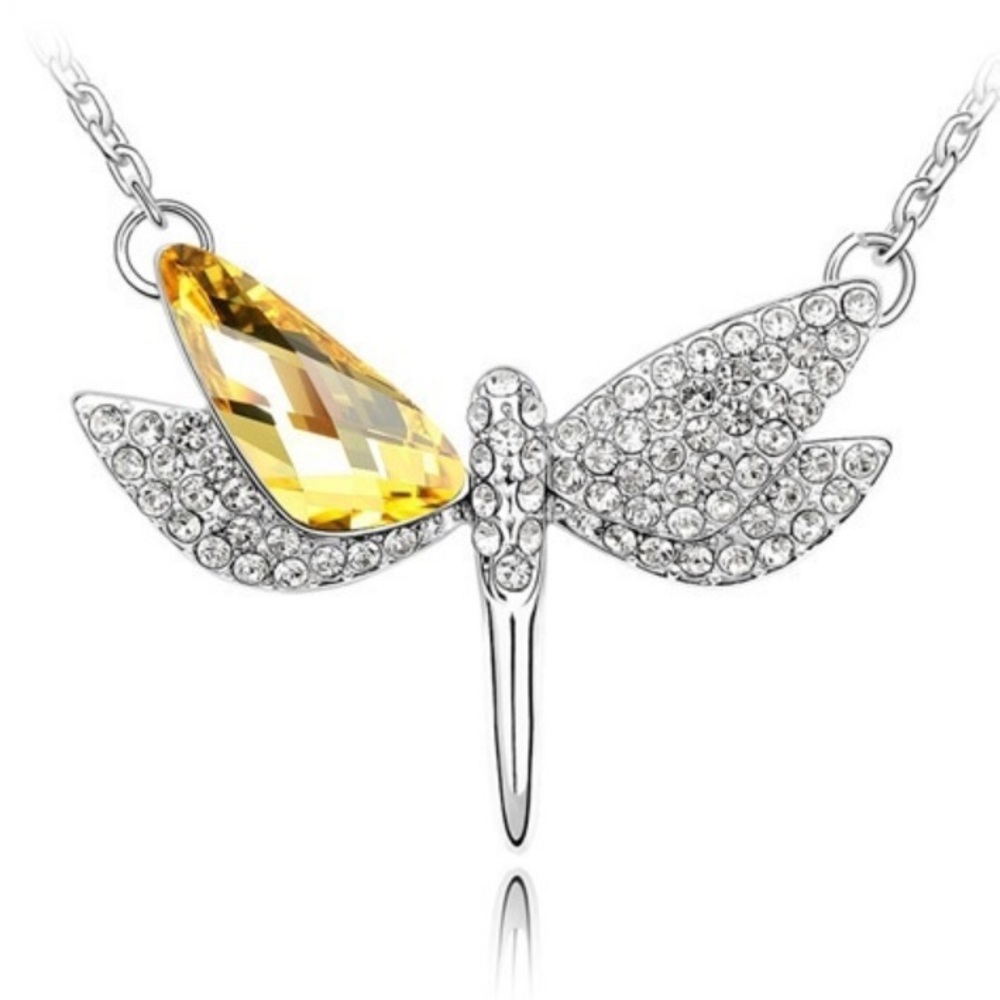 Beautiful Crystal Dragonfly Pendant Necklace