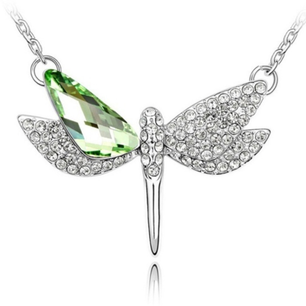 Beautiful Crystal Dragonfly Pendant Necklace