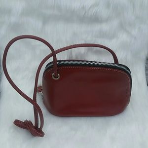 Red leather crossbody bag