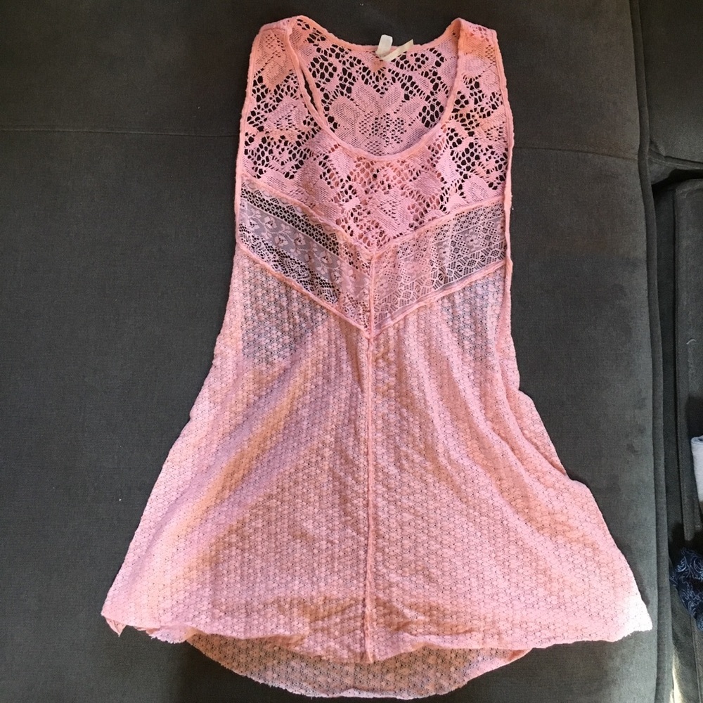 Free people lace pink tank
