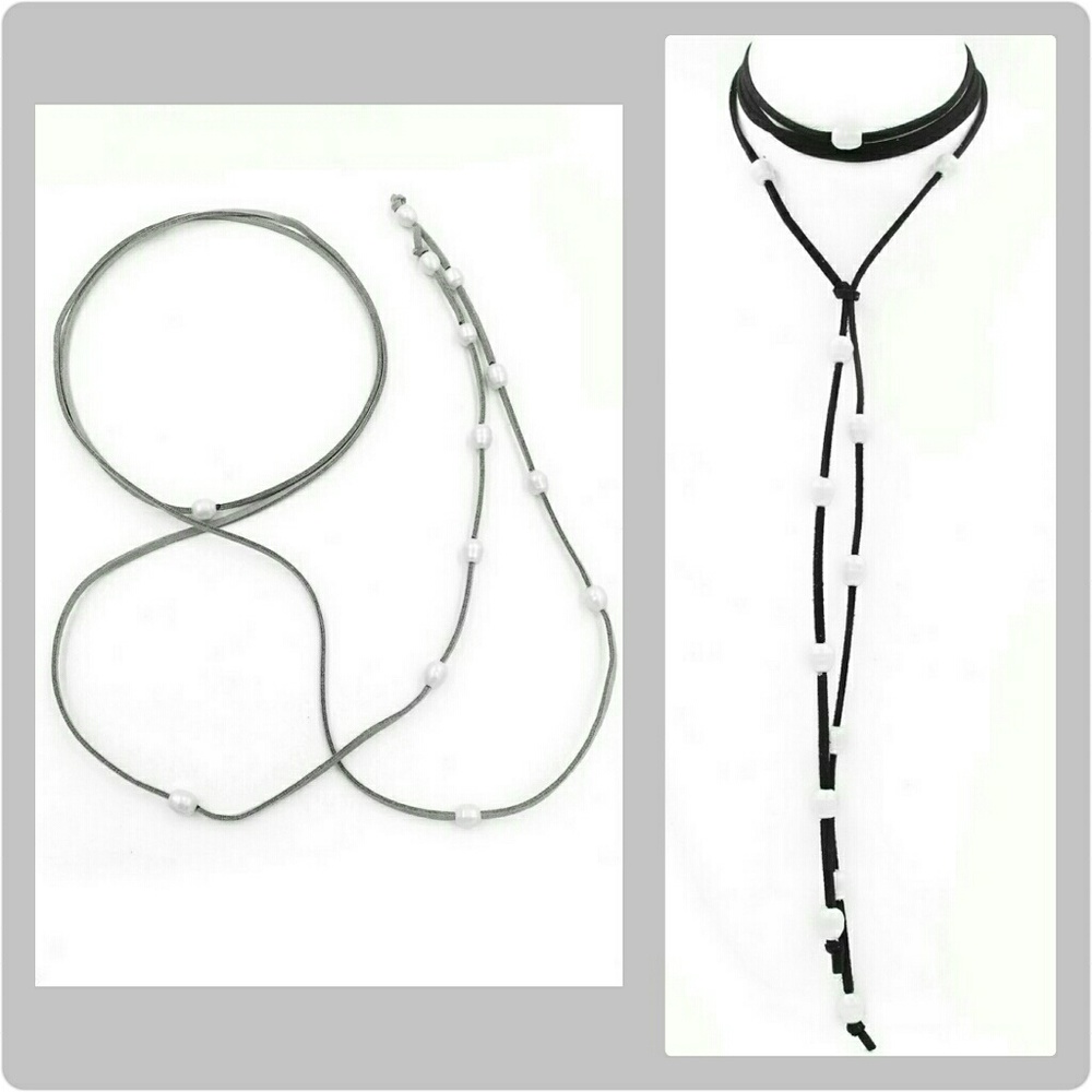 Pearl Suede Choker Necklace