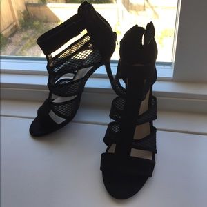 Black strapped heels
