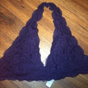 wet seal lace navy blue halter bralette