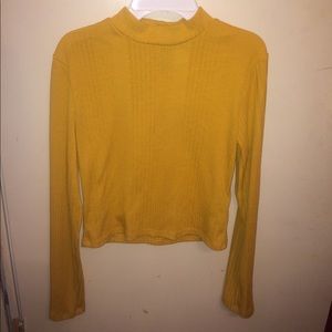 Mock Neck Long Sleeve Cropped Shirt