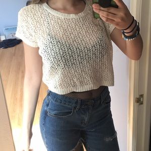 White Love Culture Short Sleeved Sweater