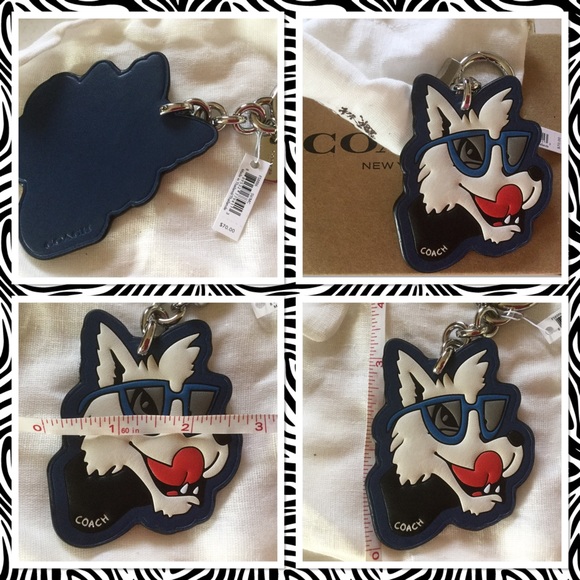 Authentic Coach leather Wolf bag charm - Picture 2 of 2