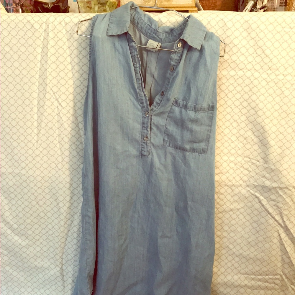Light Wash Denim High-Low Dress