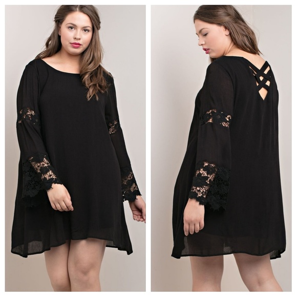 Black Dress With Lace Accents - Picture 2 of 2