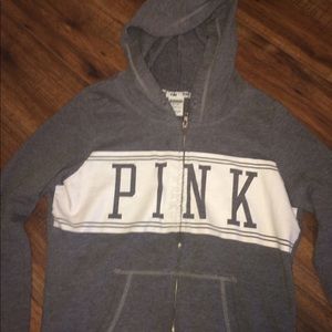 PINK grey zip up hoodie
