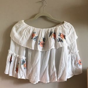 White Embroidered Off-The-Shoulder Top