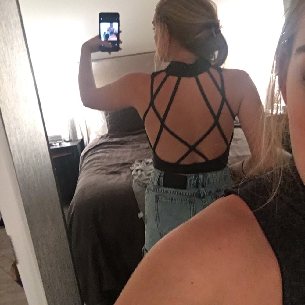 dark grey body suit