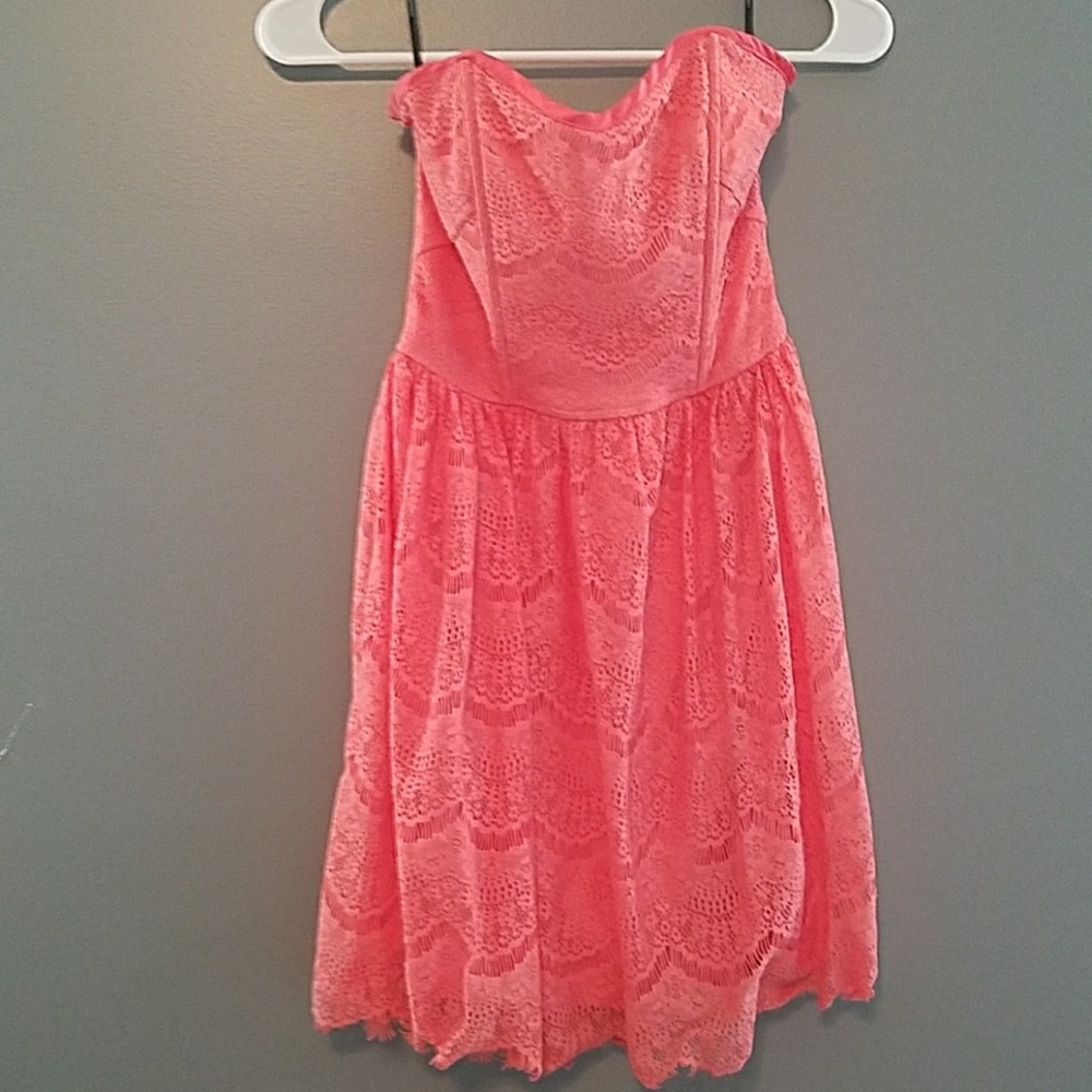 NWOT Strapless Pink Coral Peach Dress Forever 21 S