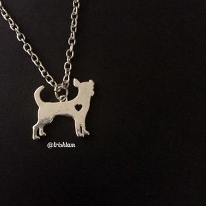 🔴🆕Dog with heart dainty silver necklace