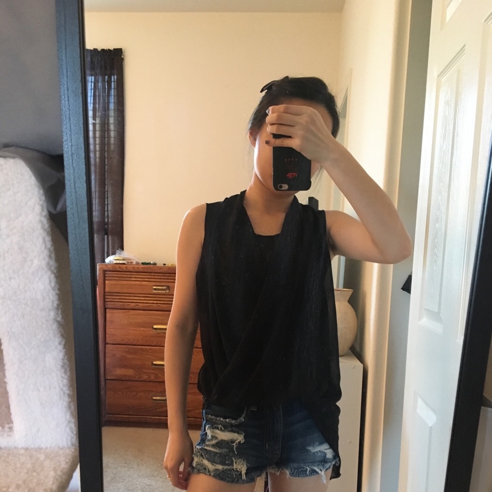 All Saints black top, 100% silk, size 0